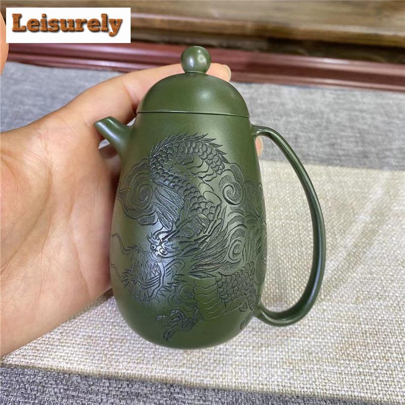 150ml Authentic Yixing Purple Clay Teapots Handmade High Dragon Egg Pot Raw Ore Green Mud Tea Brewing Kettle Zisha Tea Set Gift