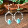 Vintage Earrings Silver Geometric Turquoise Drop Earrings Bohemian Dangle Jewelry for Women