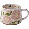 Large Ceramic Coffee Mug 360ml, Cute Cup for Women, Ideal for Tea or Coffee,Hand Painted Floral Design Pottery Mug,1pc
