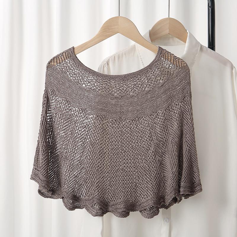 Autumn Pullover Scarf Solid Color Knitted Cotton Shawls Korean Simple Hollow Design Fashion Versatile Warm Scarves