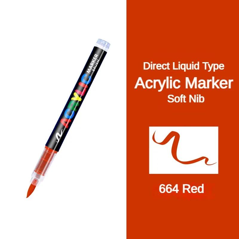 GUANGNA 16 Colors Direct-liquid Acrylic Marker Pen Waterproof Pen Soft Brush Nib for Glass Stone Metal Art Supplies Stationery