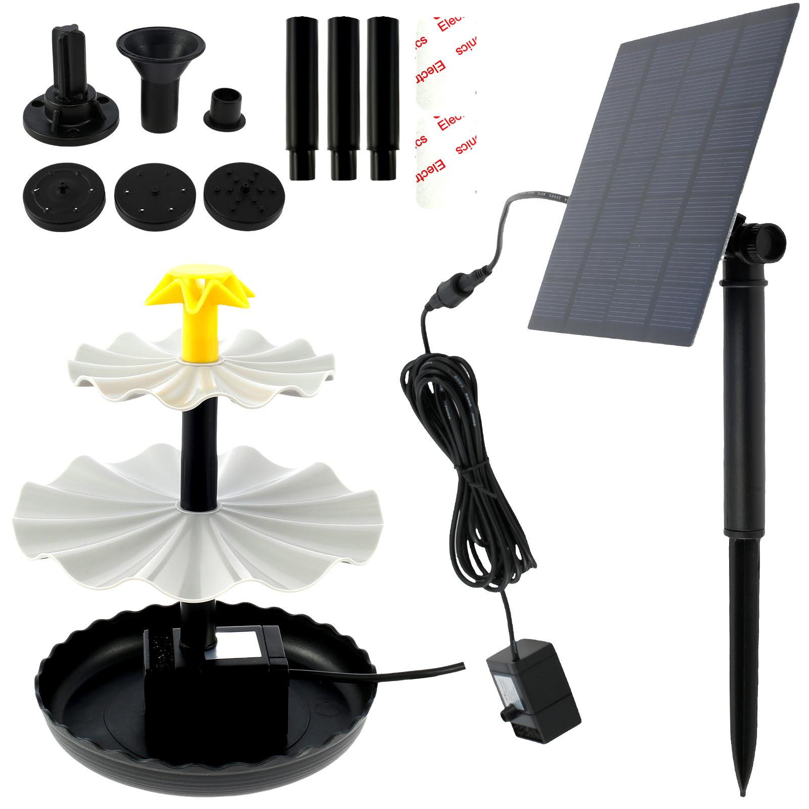 

2,5 Вт Солнечный фонтанный насос с 6 насадками и шнуром питания 7,6 фута для птичьей поилки, пруда на открытом воздухе, двора, сада и аквариума чёрный