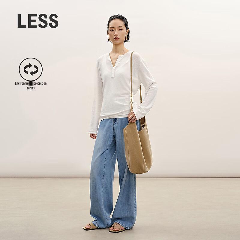 LESS 2026 Summer Casual Wide-Leg Denim Long Pants M