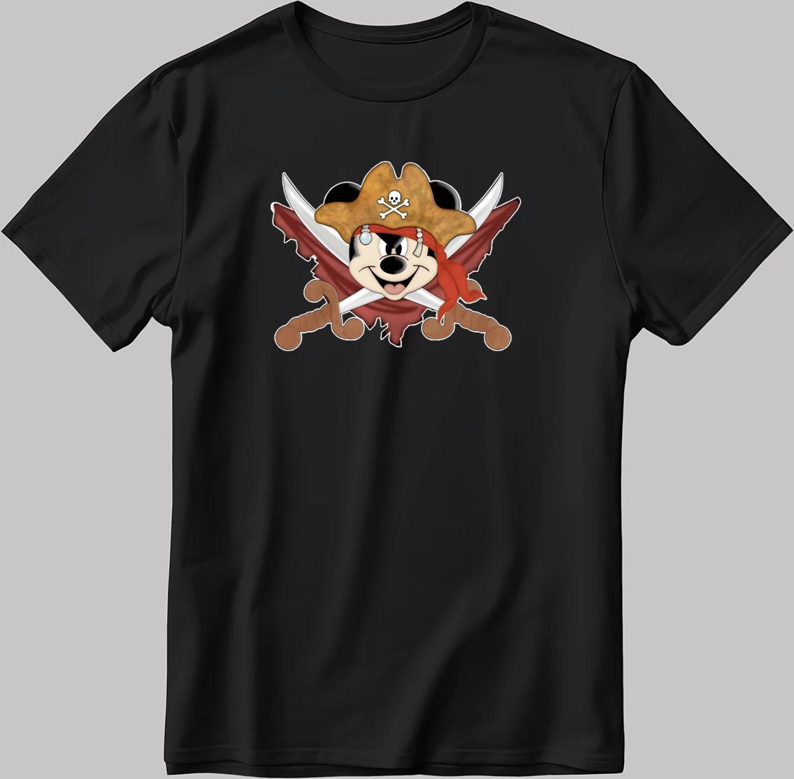 Disney Pirate Mickey Mouse Crossed Swords Black T-Shirt Size S-5XL S разноцветный