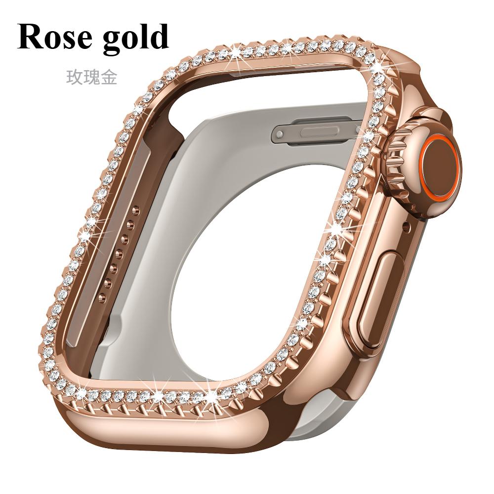 Lesklý Glamour Diamantový Dutý Ochranný Nárazuvzdorný Kryt iWatch Watchase Pro Apple Watch Kovový 44mm 45mm Bling Kryt pro iwatch SE/9/8/7/6/5