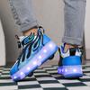 Roller Sneakers Kid Sport Gym Footwear Roller Skates 4 Wheels USB Charge Illuminated Shoes Boys Girls Casual Skateboard Shoes