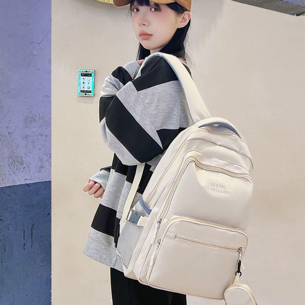 Nylon Versatile Backpack Multi-pocket Wear-resisting Casual Schoolbags Ins High Capacity School Bags