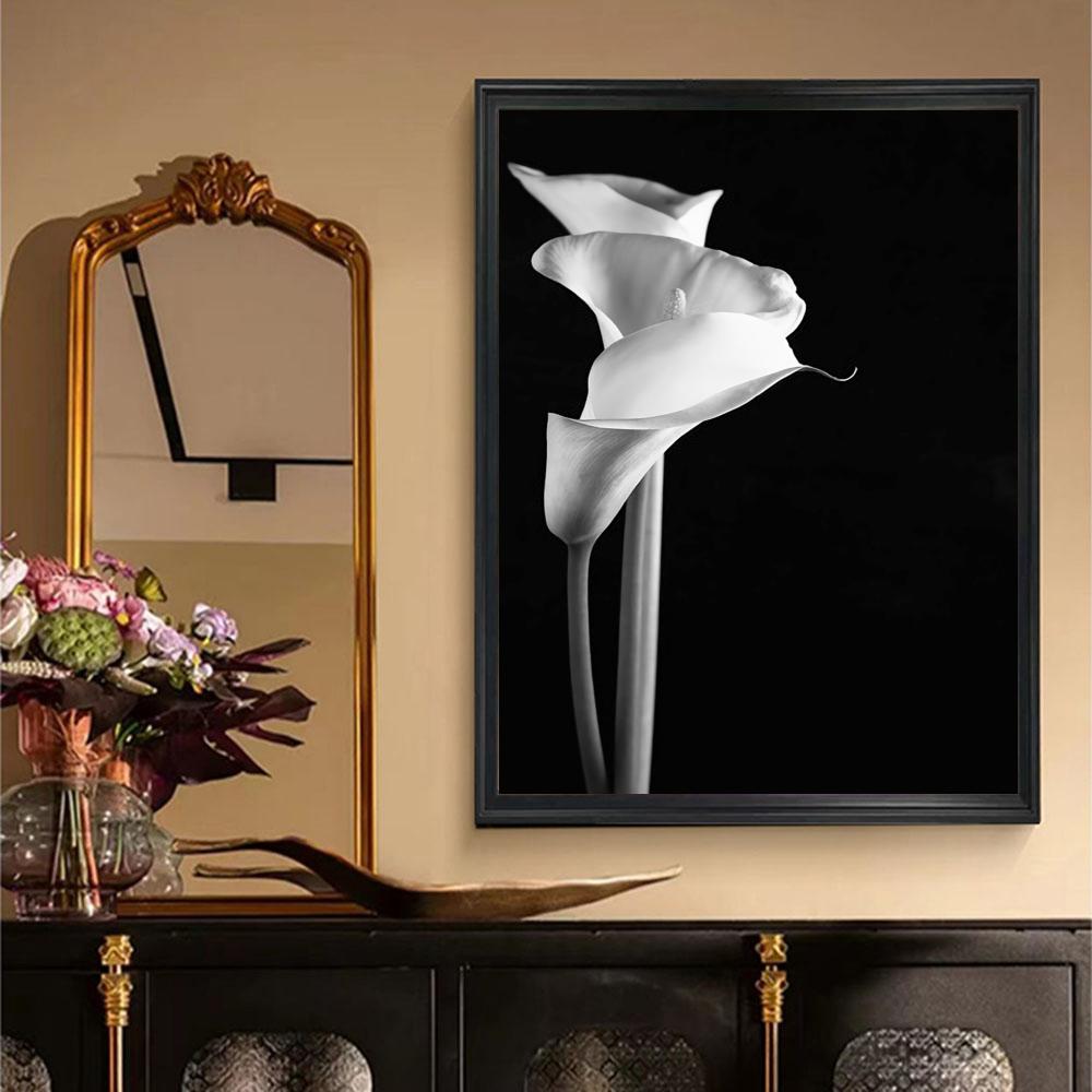 Black and White Wall Art Plant Flower Poster Printing Canvas Painting Nordic Living Room Home Decoration Wall Painting