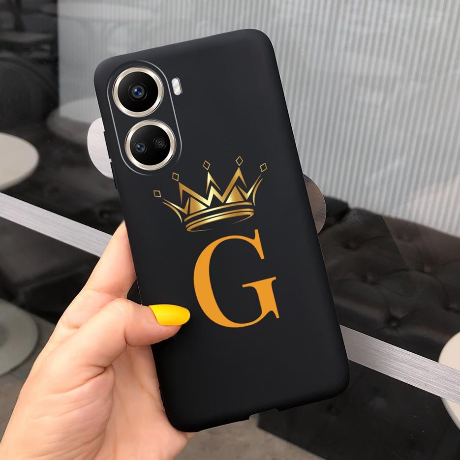 For Huawei Nova 10 SE Case BNE-LX1 BNE-LX3 Cute Initial Letters Cover Soft Silicone Phone Case For Huawei Nova 10 SE 10SE Bumper