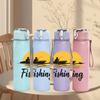 1PC Sunset Lake Fishing Silhouette Print 750ml Color Plastic Sports Water Bottle Leakproof Flip Straw Lid Suitable for Sports Office Home Use