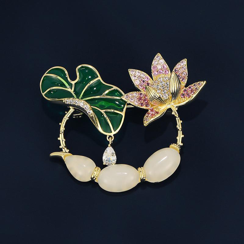 Модные броши в виде лотоса в китайском стиле для женщин, одежда, пальто, ювелирные изделия, аксессуары, подарки 1Pc