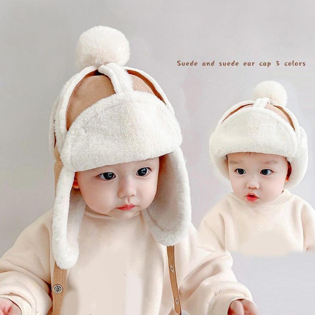 Ear Flap Ushanka Hat for Little Girl Boy Ear Protective Trapper Hat Windproof Winter Warm Hat for Kids Outdoor Activity
