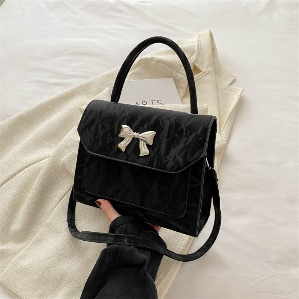 Simple Bow Crossbody Bag Fashionable Leather Handbags Y2K Trend Underarm Bag  Women