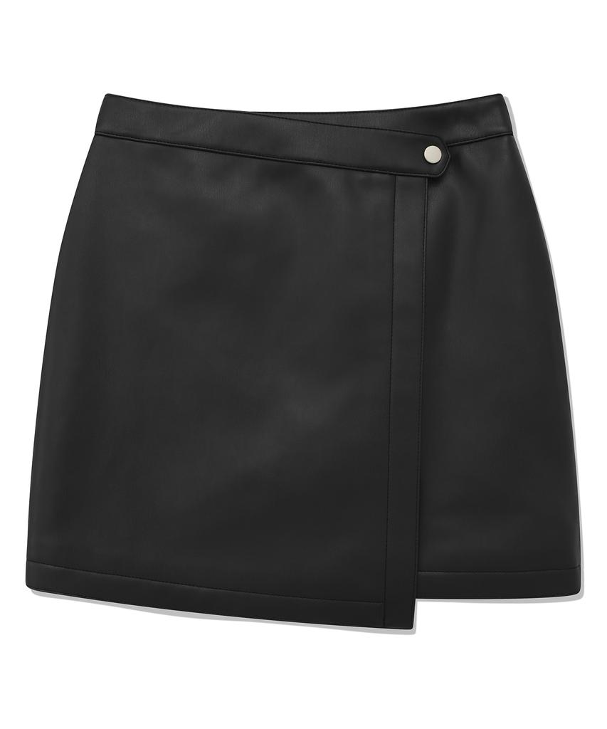 COVERNAT WOMAN Synthetic Leather Wrap Skirt Black