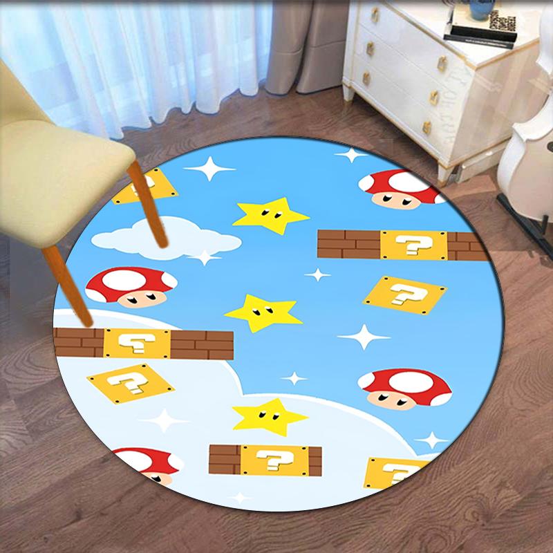Mario Printed Round Rug Carpet Chair Rug Area Rug Entryway Doormats,for Office Chair Living Room Bedroom Kitchen Room.