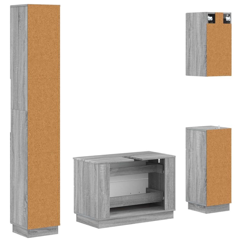 4 Piece Bathroom Cabinet Set HOORN Sonoma Grey