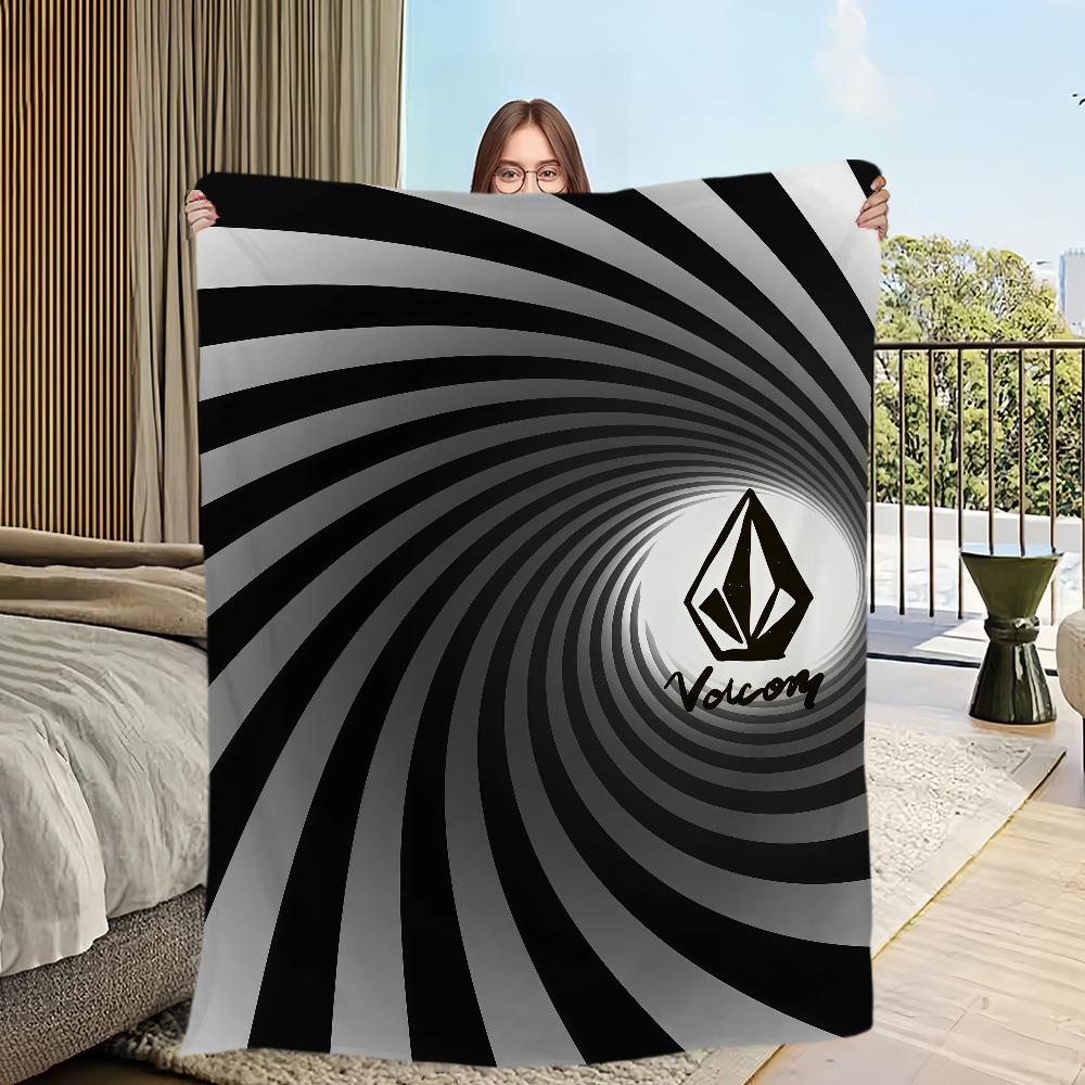 V-Volcom Fashion Brand Blanket Flannel Warm Comfort Soft Plush Blanket For Picnic Beds Sofas Homes And Bedrooms