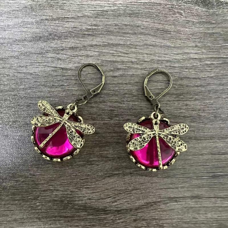 

Нові вінтажні бронзові сережки-бабки, модні золоті металеві різьблені візерунки, інкрустовані місячним каменем, сережки-краплі для жінок, ювелірні вироби