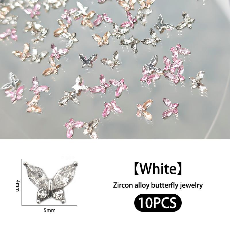 

10 шт., блестящие подвески для ногтей с бантом, бабочки, ассортимент, смола, 3D украшения для ногтей, шпильки, аксессуары, принадлежности для женщин белый