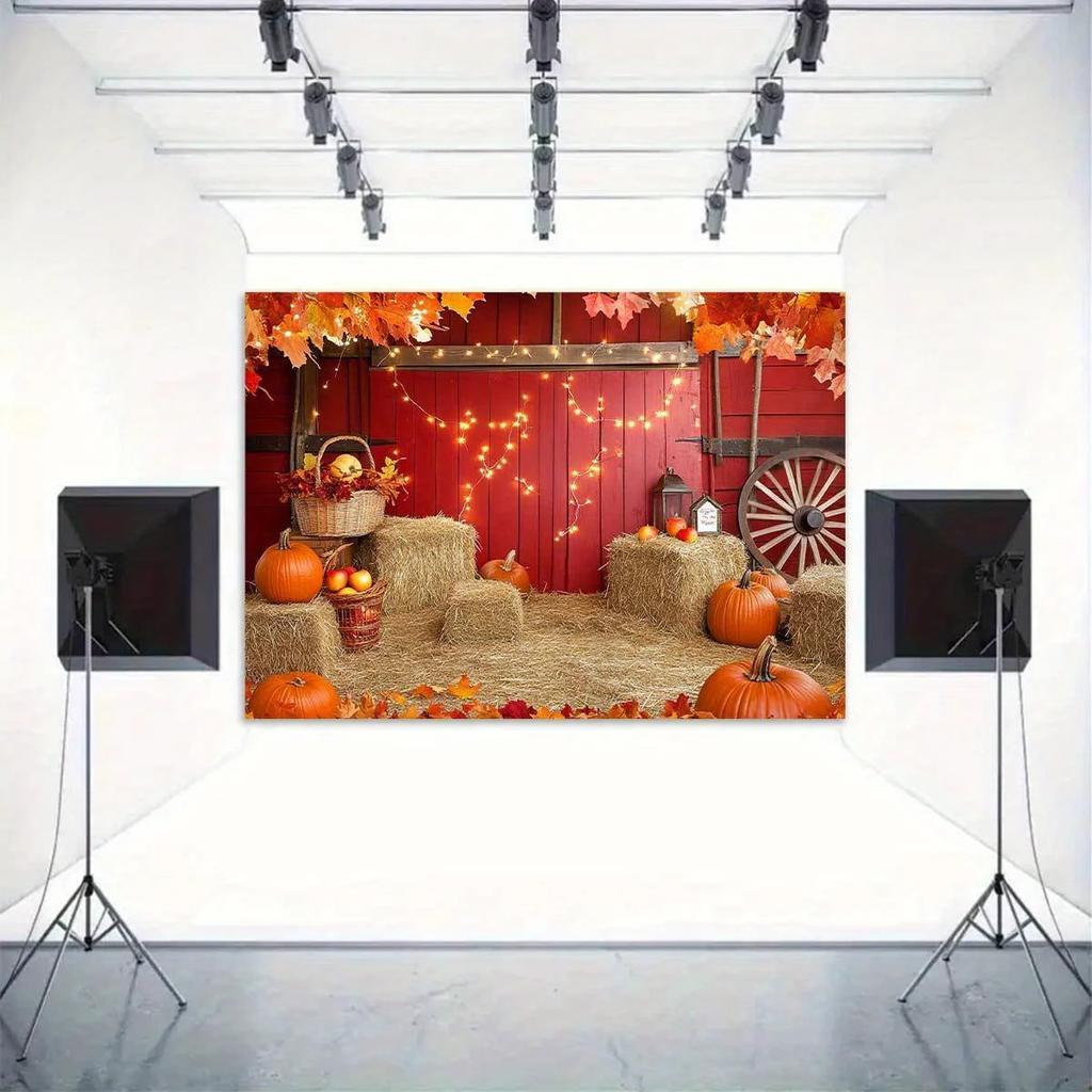 2D plane 1 piece of autumn barn harvest-themed background fabric for photos birthday anniversary party backdrop