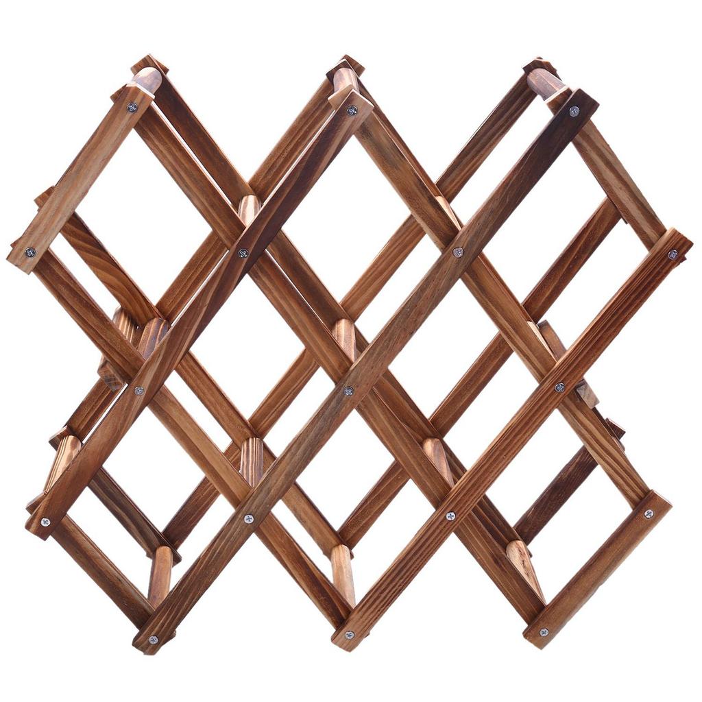 VOFUN-2X Wooden Red Wine Rack 10 Bottle Holder Mount Bar Display Shelf Folding Wood Wine Rack Alcohol Neer Care Drink Bottle