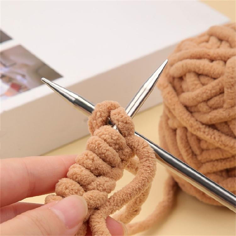 7Pcs Double Pointed and Single Pointed Knitting Needle Set Long Stainless Steel Straight Knitting Needle for Knitting