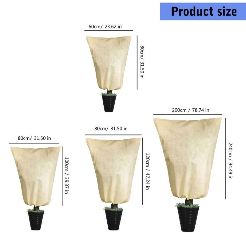 Practical Beige Plant Cover Practical Beige Plant Shield Cover Against Frost with Pull String Secure
