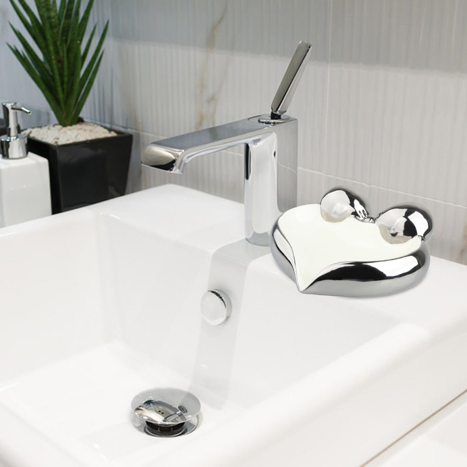 Ceramic Soap Dish Smooth Jewelry Storage Tray for Bathroom Countertop Shower серебряный