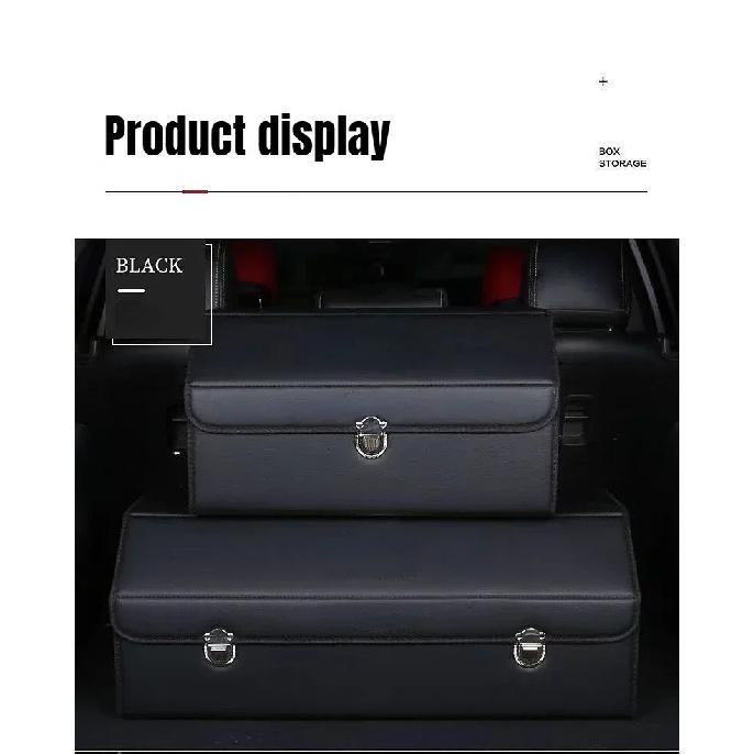 Car Trunk Organizer Organizers And Storage Suv Faux Leather Foldable Trunk Multi-Compartment Adjustable Auto Grocery Storage Box