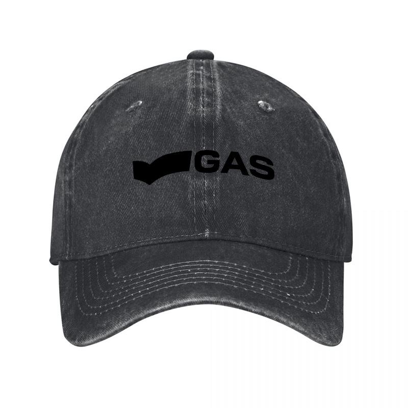 GAS Logo Vybledlá plátěná baseballová čepice Klasická černá Nastavitelná čepice pro Unisex a ženy Streetwear Styl Módní doplněk