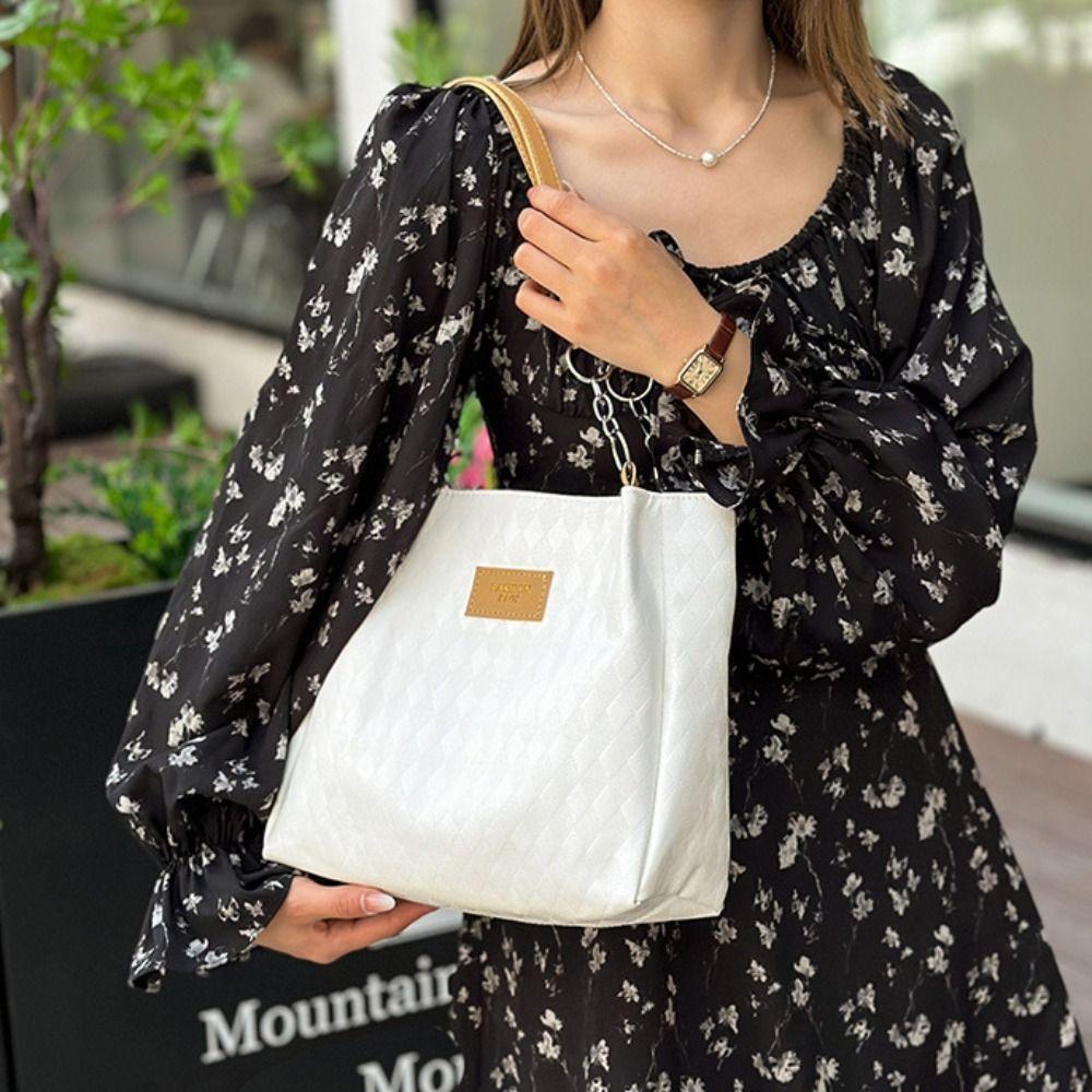 Korean Style PU Handbag Tote Bag Large Capacity Bag Big Pouch Simple Shoulder Bag  Girls