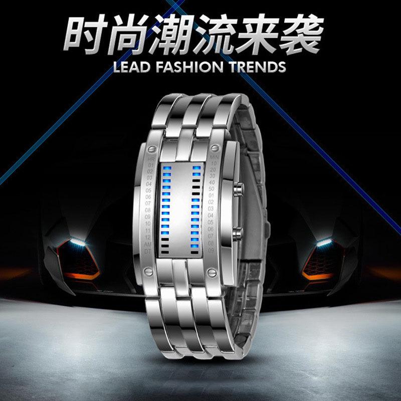 Binary Led Electronic Watch Creative Double Row Light Student Led Watch