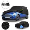 Motoforti Waterproof Car Cover Car Outdoor Full Car Cover for Mini Cooper 2DR 2002- 210DBlack Blue with Door Zipper