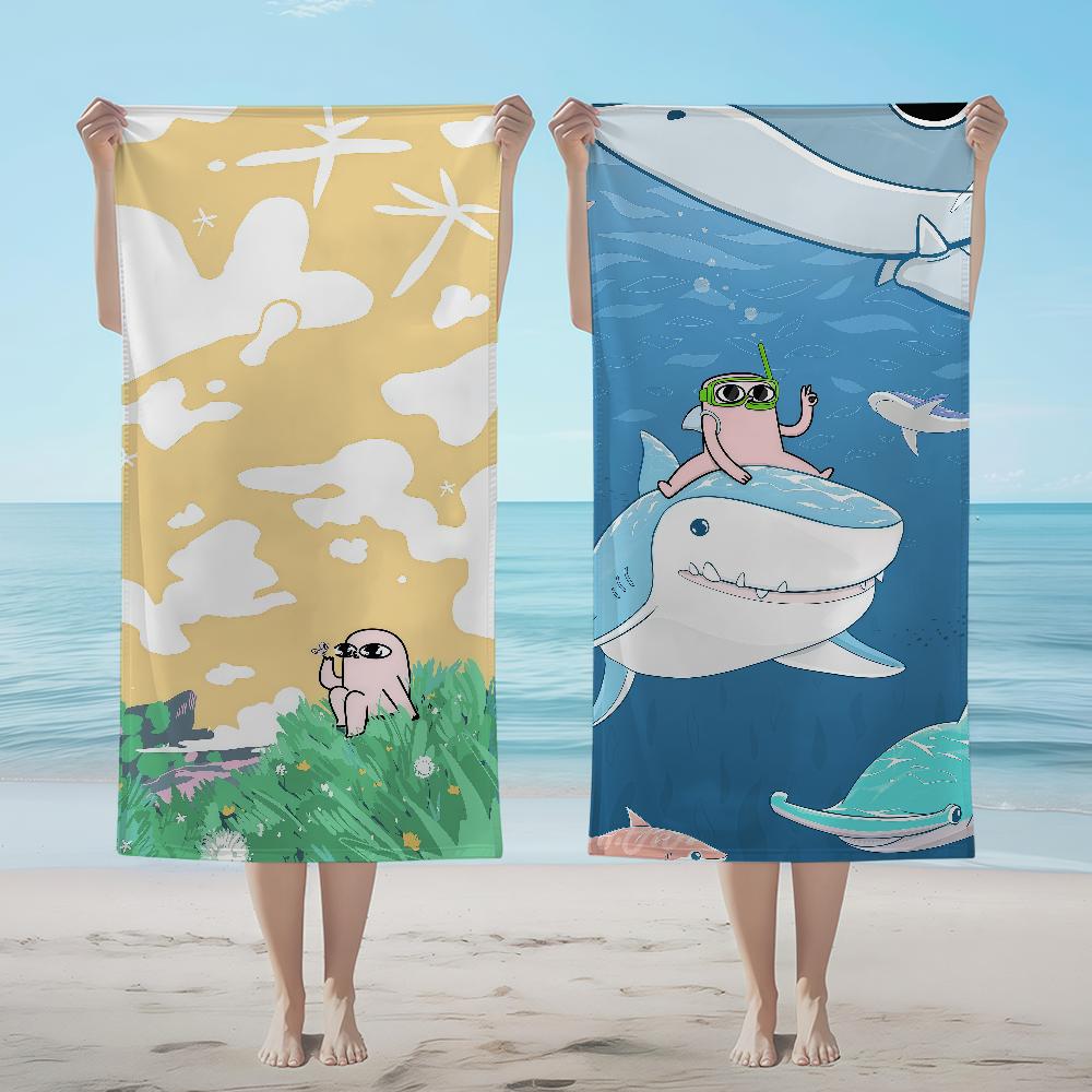 K-ketnipz Towel Textile Bathrobe Beach Cartoon Art Quick-Drying Kawaii Cute Lightweight Portable Camping Swim Funny Pool Travel