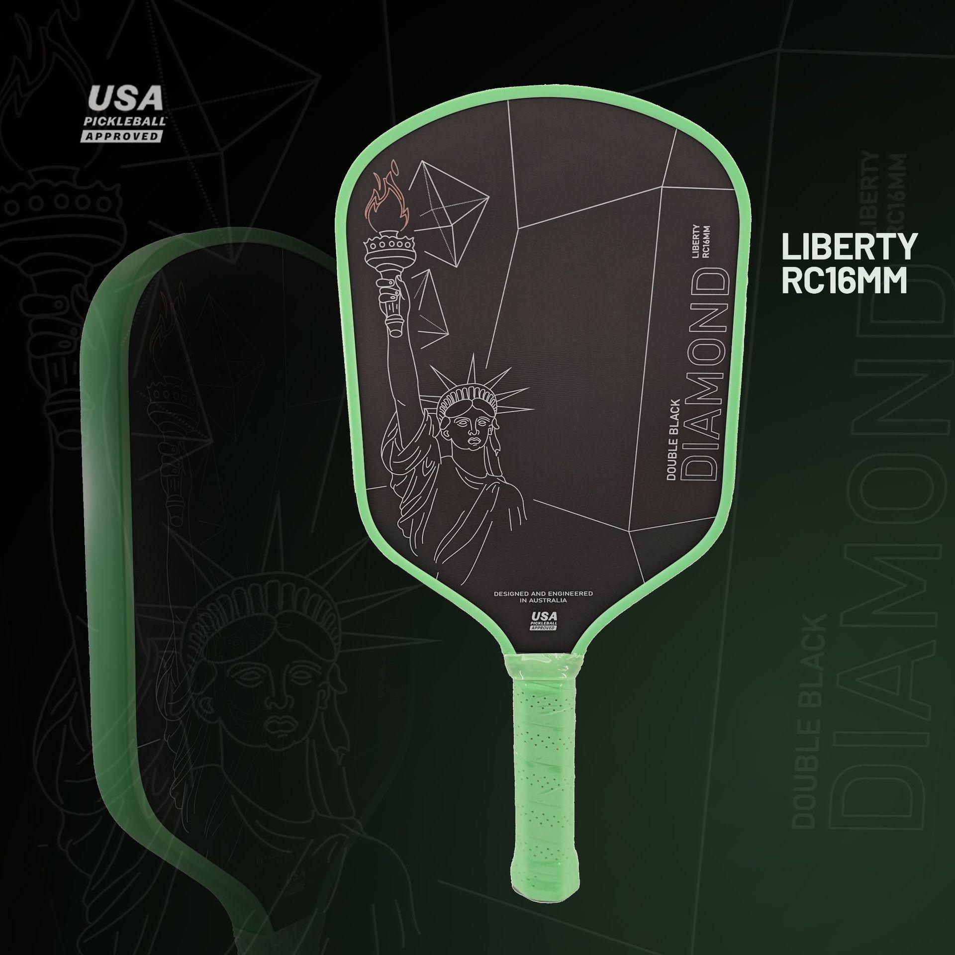Double Black Diamond Statue of Liberty T700 Carbon Fiber Pickleball Paddle, 16mm Competition Special