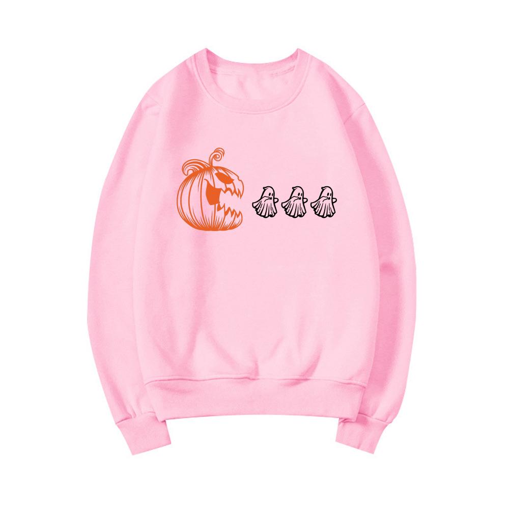 Pumpkin Halloween Sweatshirt Halloween Ghost Hoodie Fall Sweatshirt for Women Spooky Season Pullover Long Sleeve Graphic Hoodies