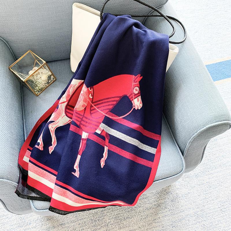 Women's Autumn/Winter 2022 European & American Imitation Cashmere Double-Sided Carriage Print Thick Warm Scarf Shawl