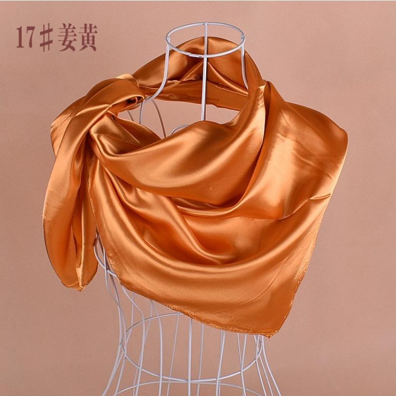 Selected solid color imitation silk generous silk scarf, women's silk scarf 90 * 90 color diced versatile scarf