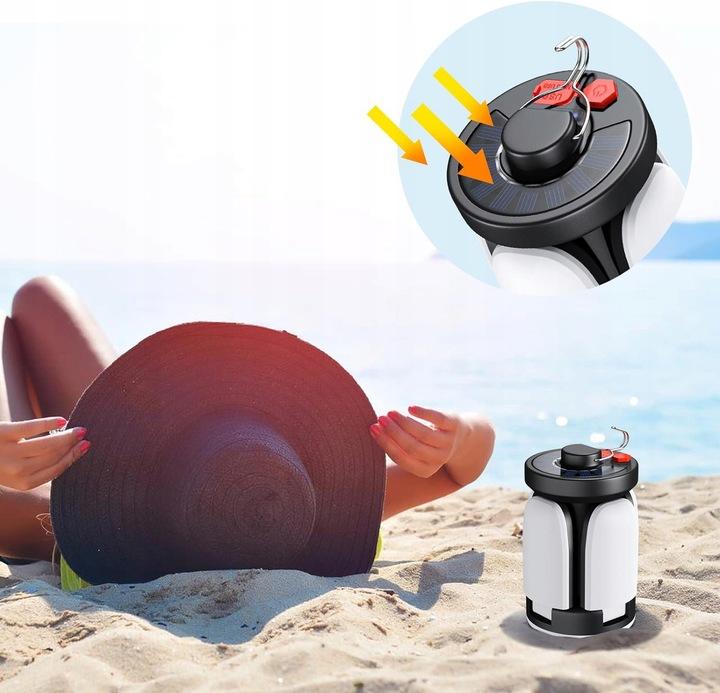 Solarna Lampa Kempingowa Led, Bateria 4500 Mah, 1000 Lm, Pieszych Wycieczek
