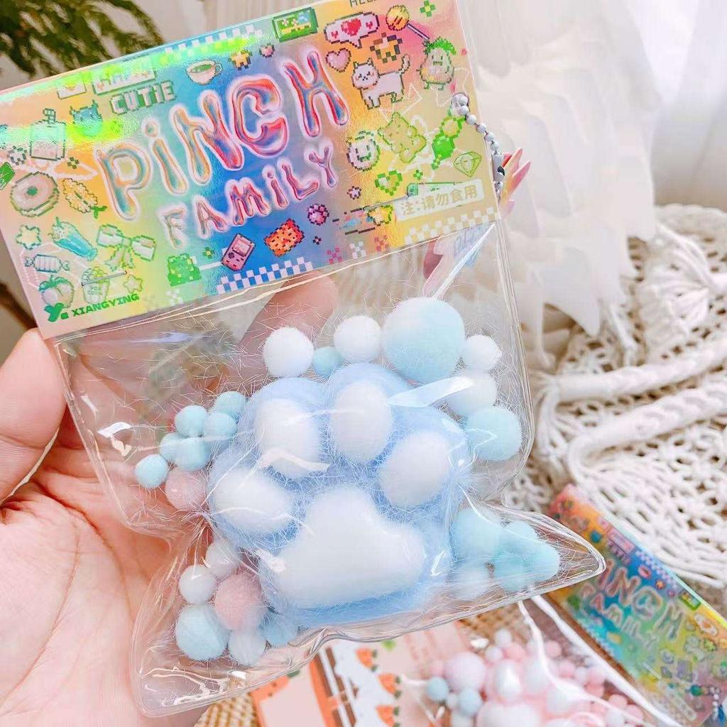 Flashing Cat Paw Squeeze Toys TPR Kawaii Squishy Food Toys Taba Squishy Toys Sensory Stress Relief Fidget Toys for All Ages