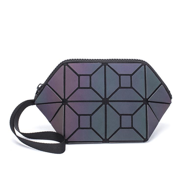 Women Pu Night Light Handbag With Geometric Pattern And Storage Functionality