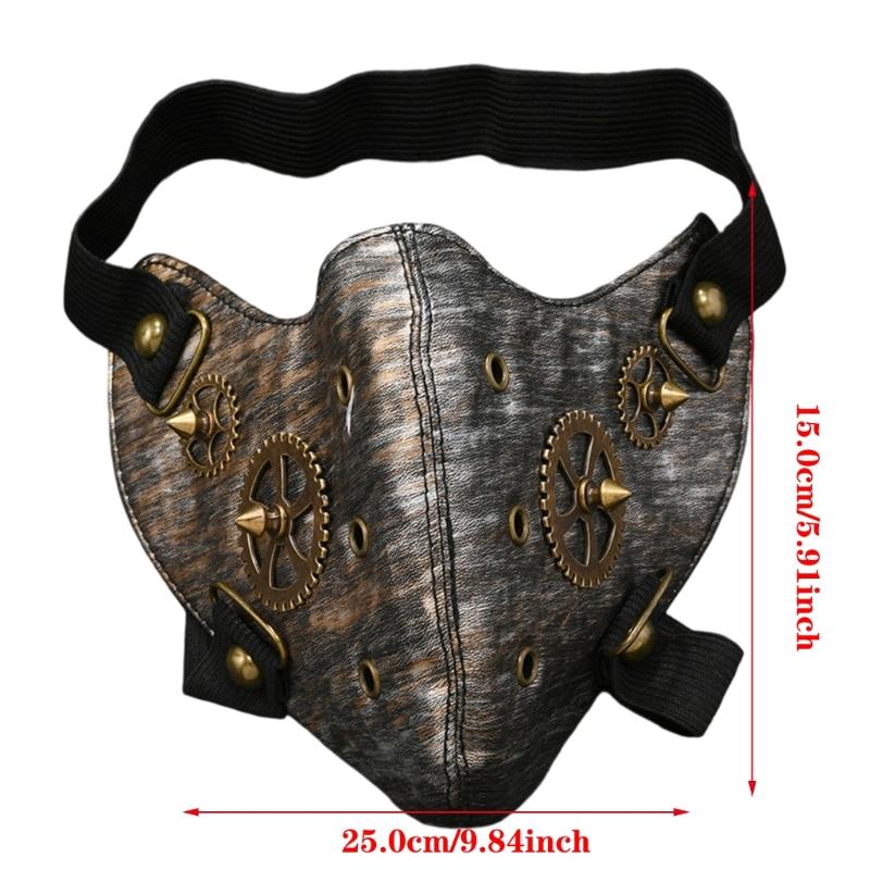 Motorcycle Gear Punk Mask For Men Adjustable Face Cover With Alloy Decors For Halloween Themed Parties Cosplay Event