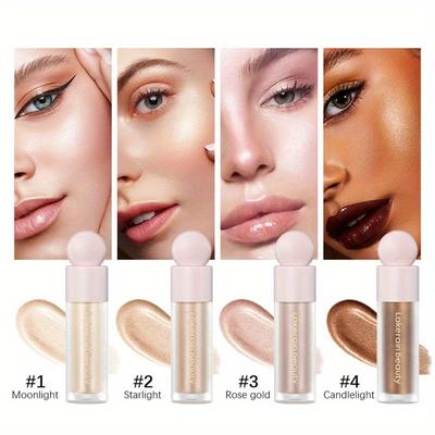 Flüssiger Highlighter, Korrigieren Sie den Hautton, Langanhaltend, Aufhellend, Highlighter-Stick, Geeignet für Körper, Gesicht, Augen, Make-Up-Highlighter-Flüssigkeit