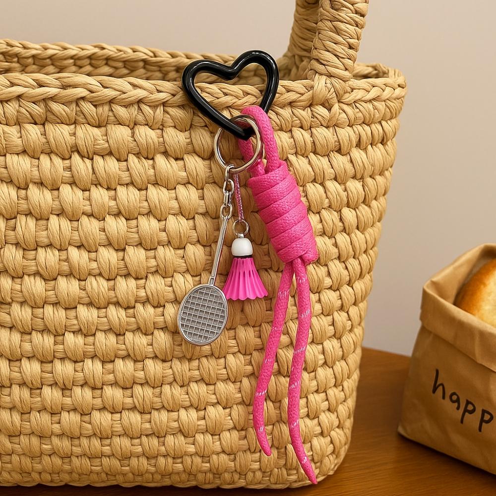 Trinket Badminton Couple Keyring Anti-Lost Knot Keychain Handmade Braided Rope Bag Pendant  Girls