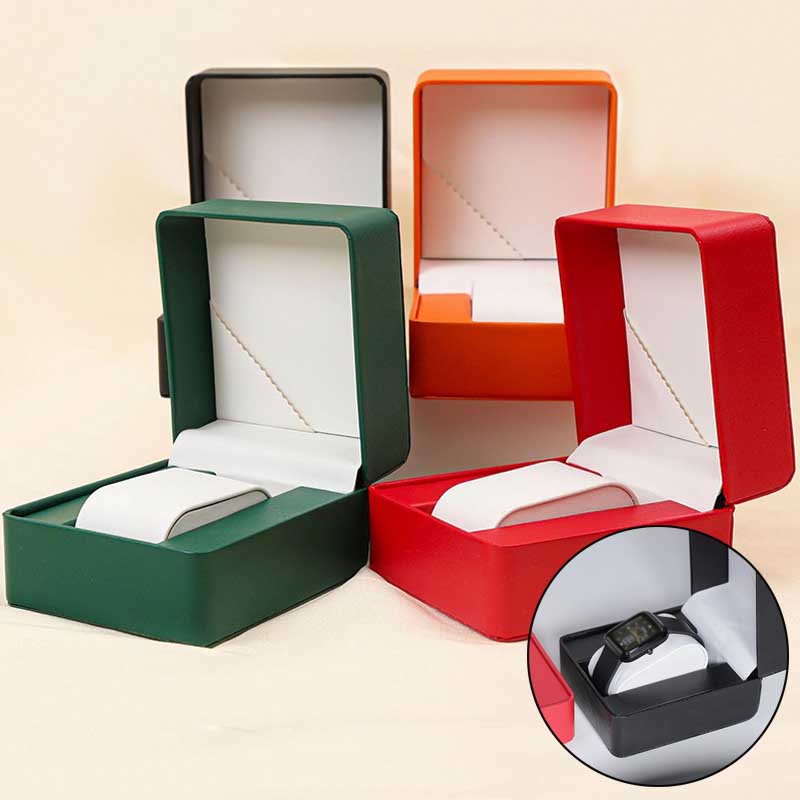 Boîte Cadeau Montre Unique Noire avec Coussin Organisateur Étui d'Affichage Montre-Bracelet en Cuir PU pour Hommes Couvercle de Montre Clamshell en Cuir PU