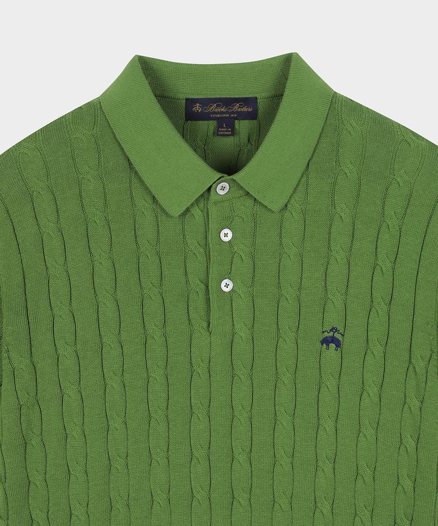 BROOKS BROTHERS Cotton Cable Polo Short Sleeve Sweater (Green) (Bbwtmb204Aifm)