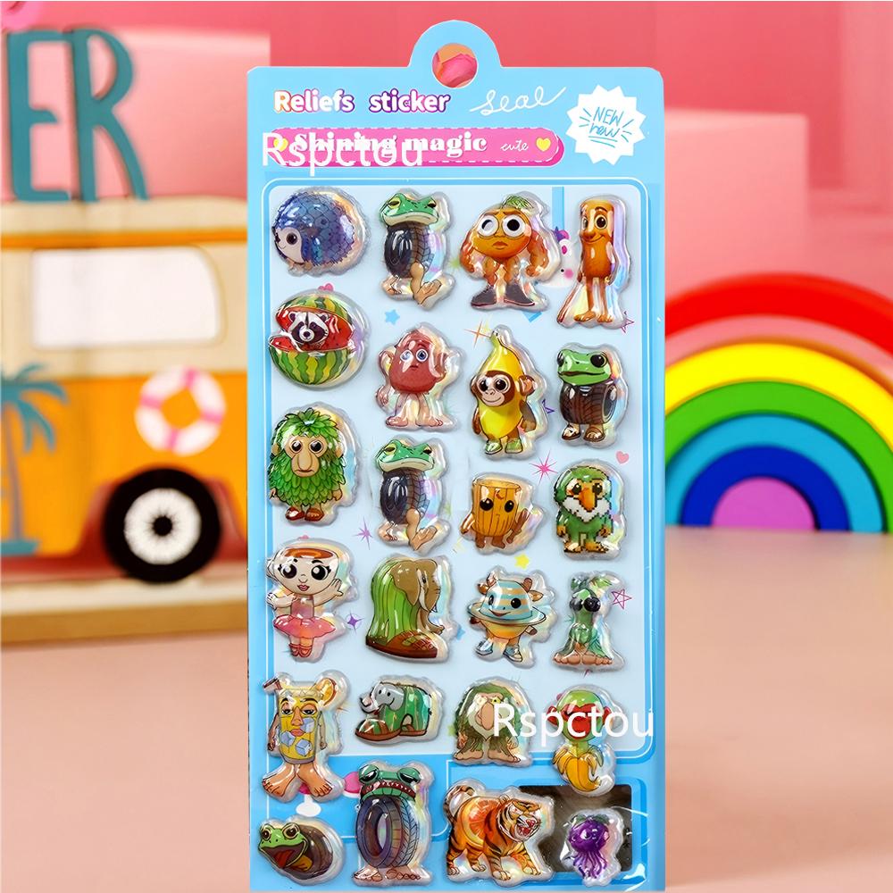 Funny Italian Brainrot Bubble Stickers Tung Tung Tung Sahur 3D Decals Toy Waterproof Cute Animal Sticker DIY Phone Diary