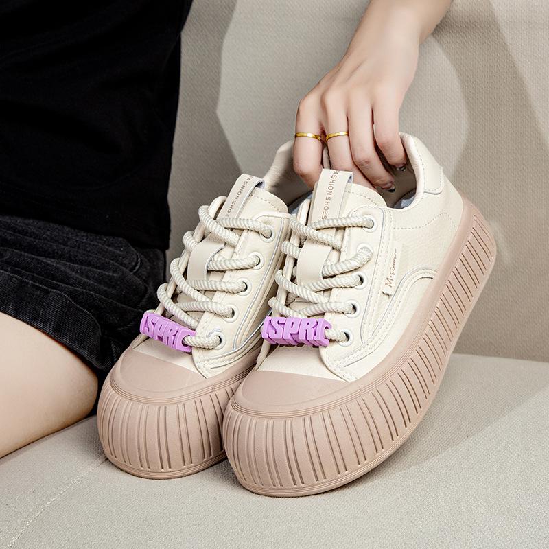 

Туфли бисквитные женские весна и осень новые белые туфли на платформе с мультяшными аксессуарами на шнуровке повседневные туфли для женщин A 35 абрикосовый