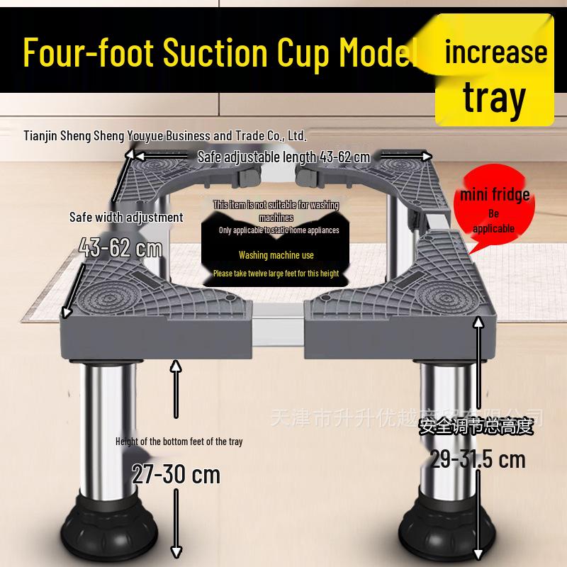 Universal Washing Machine & Refrigerator Stand with Stainless Steel Wheels