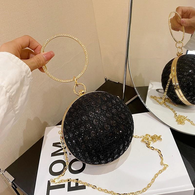 

Bags Box Bag Niche Design Shiny Ball Foreign Style Diamond-encrusted Portable Cross-body чорний